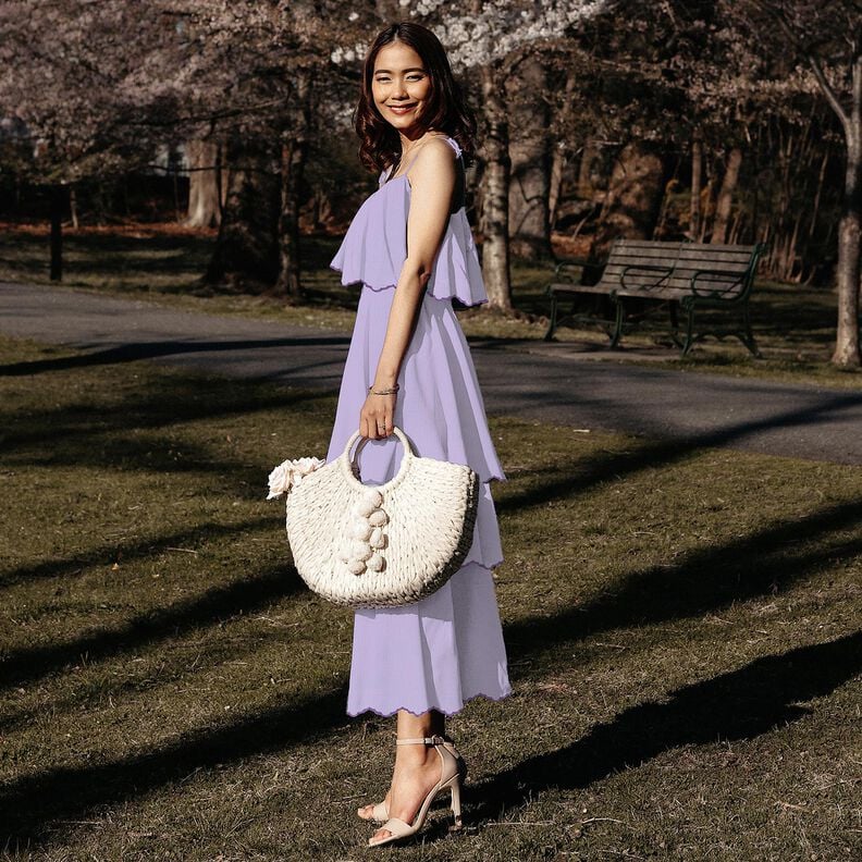 Musselina/ Tecido plissado duplo Rebordo recortado dupla face  | Poppy Fabrics – lilás/vermelho,  image number 5