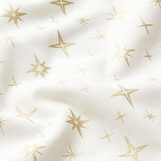 Tecido de algodão Popelina Estrelas cintilantes – branco sujo/dourado, 