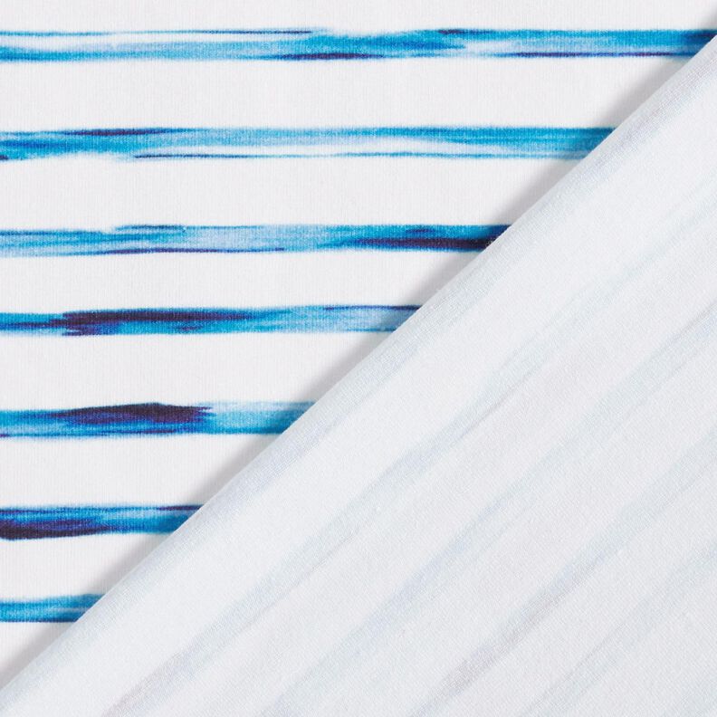 Jersey de algodão Riscas largas em aguarela Impressão Digital – marfim/azul,  image number 4