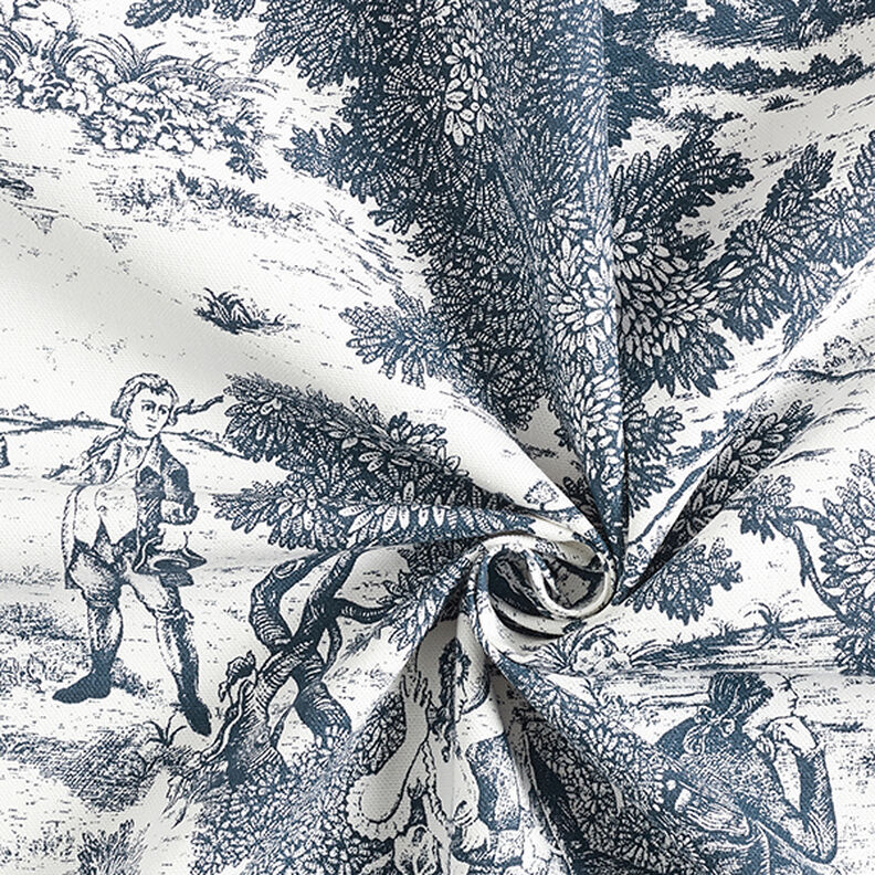 Tecido para decoração Meio linho Panamá Toile de Jour – azul-marinho/branco sujo,  image number 3