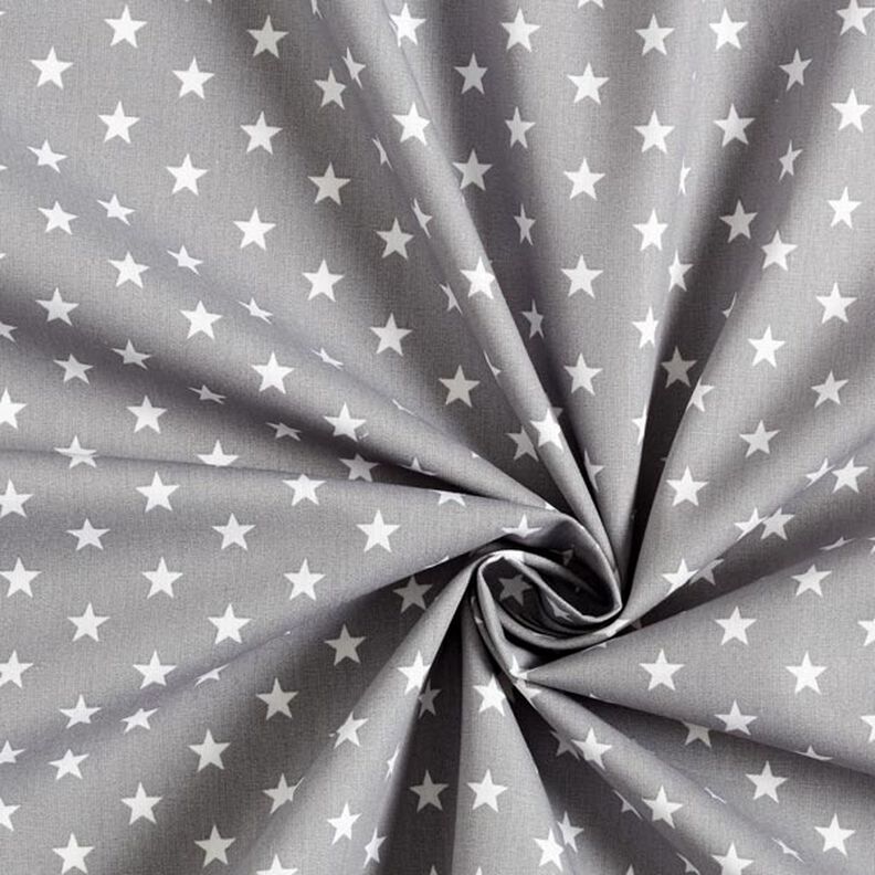 Popelina de algodão estrela médias – cinzento/branco,  image number 5
