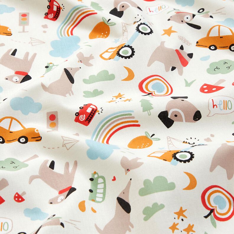 Popelina de algodão Cães em viagem– branco sujo,  image number 2