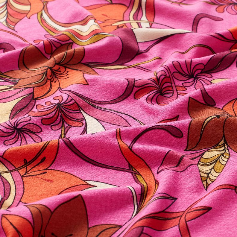 Jersey de viscose Flores delicadas – púrpura/vermelho-fogo,  image number 2