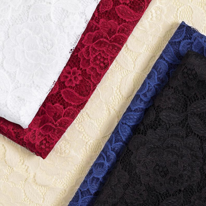 Renda elástica Flores e folhas – branco sujo,  image number 6