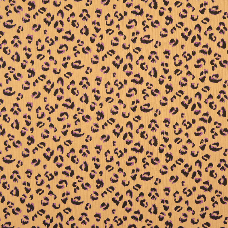 Musselina/ Tecido plissado duplo Leopardo – ouro velho/vermelho violeta médio,  image number 1