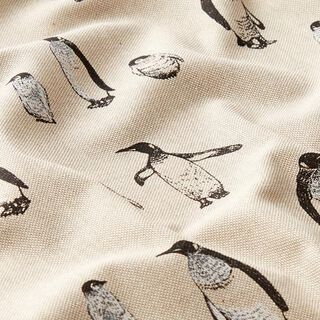 Tecido para decoração Meio linho Panamá Pinguins – natural, 