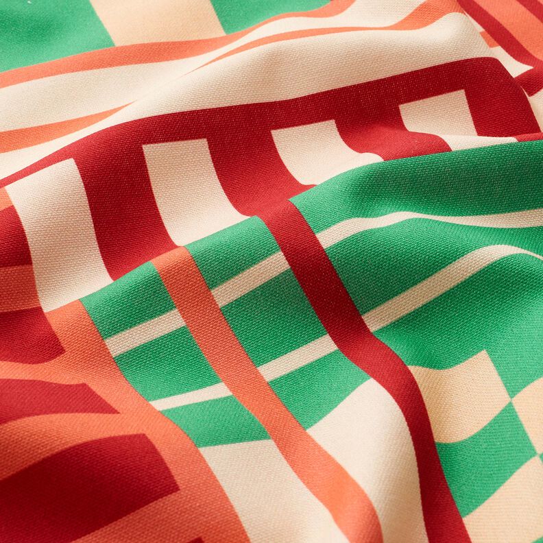 Tecido para decoração Meio linho Panamá Formas modernas – verde zimbro/vermelho escuro,  image number 2