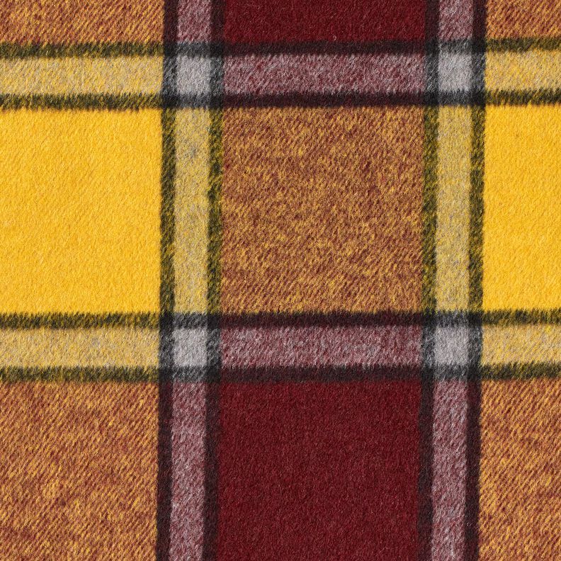 Tecido para sobretudos Cardado Xadrez – bordô/amarelo-caril,  image number 5