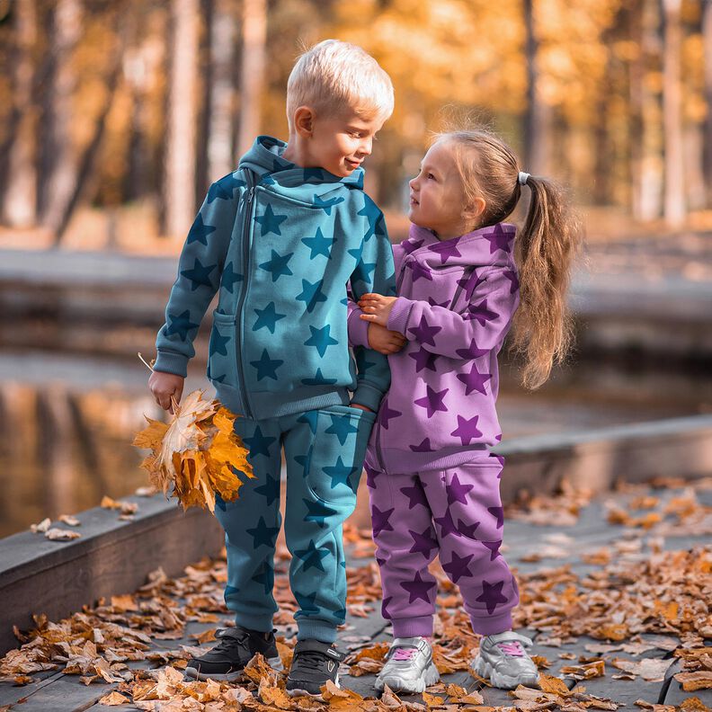 Sweater aconchegante Estrelas | Poppy Fabrics – azul brilhante/azul-oceano,  image number 5