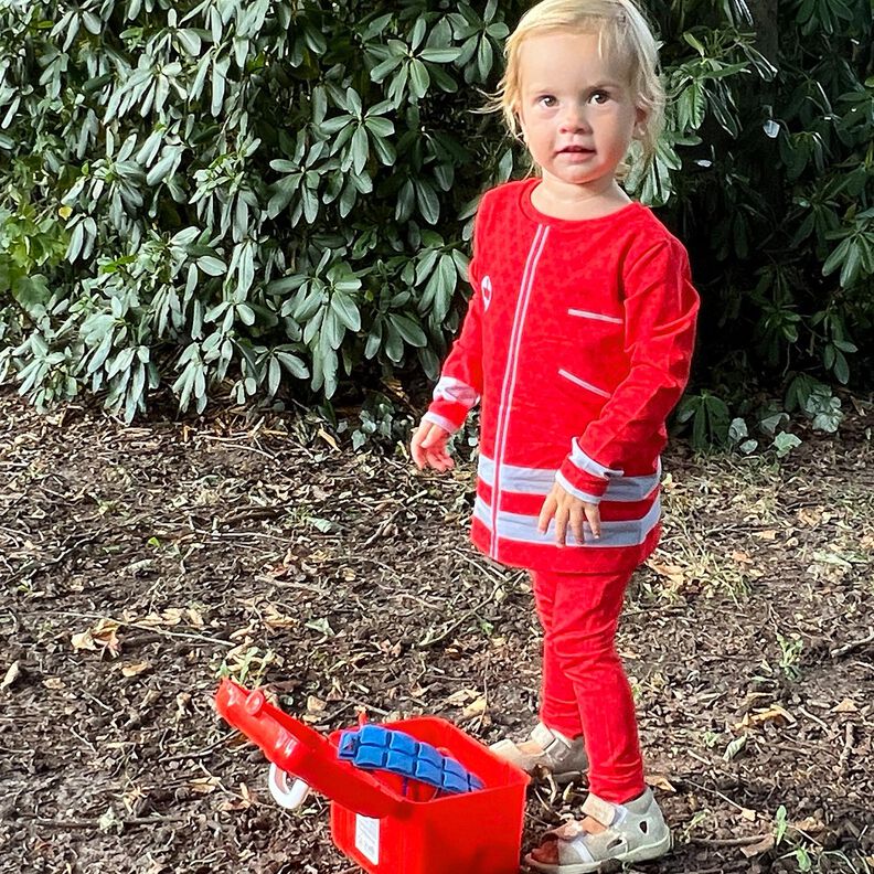 French Terry Barra Quero ser paramédico | Stoff&Liebe – vermelho/cinzento-prateado,  image number 8