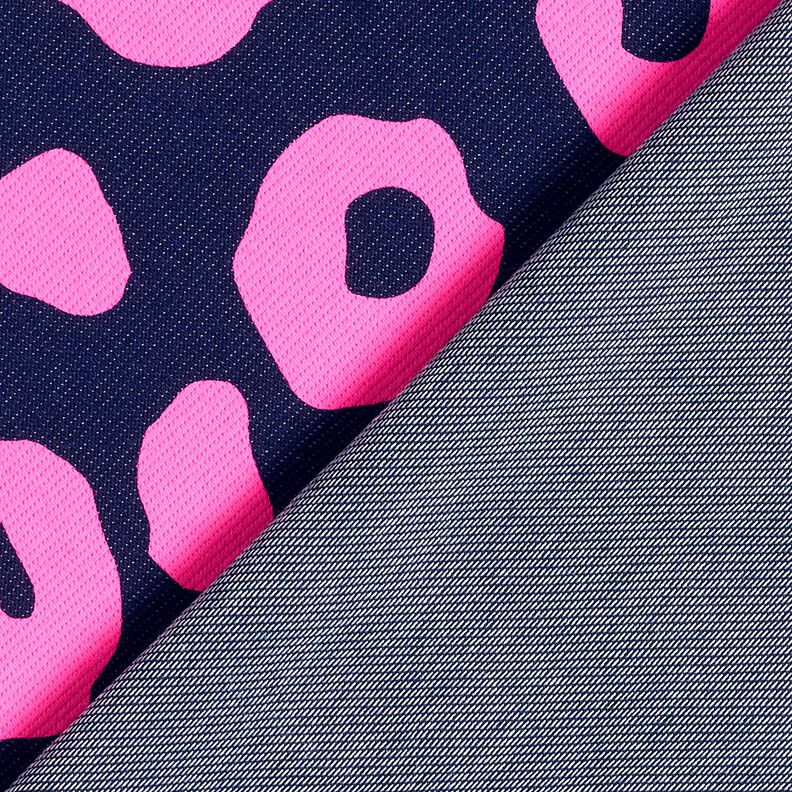 French Terry Sweat de verão Jeanslook com estampado Leo neon – azul-noite/rosa vivo,  image number 4