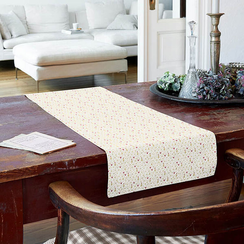 Tecido de algodão Popelina Corações e estrelas – branco sujo/dourado,  image number 7