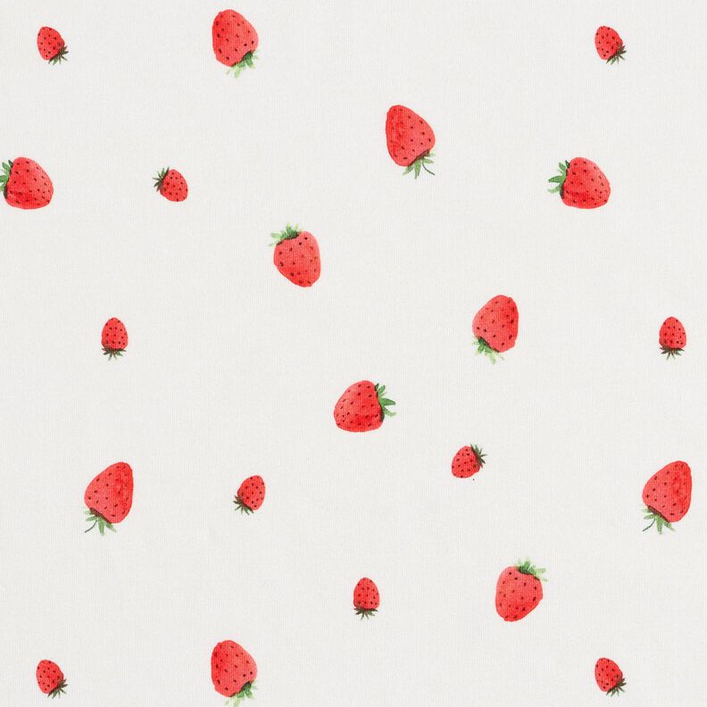 GOTS Jersey de algod&atilde;o Aguarela Morangos Impress&atilde;o Digital &ndash; marfim,  image number 1