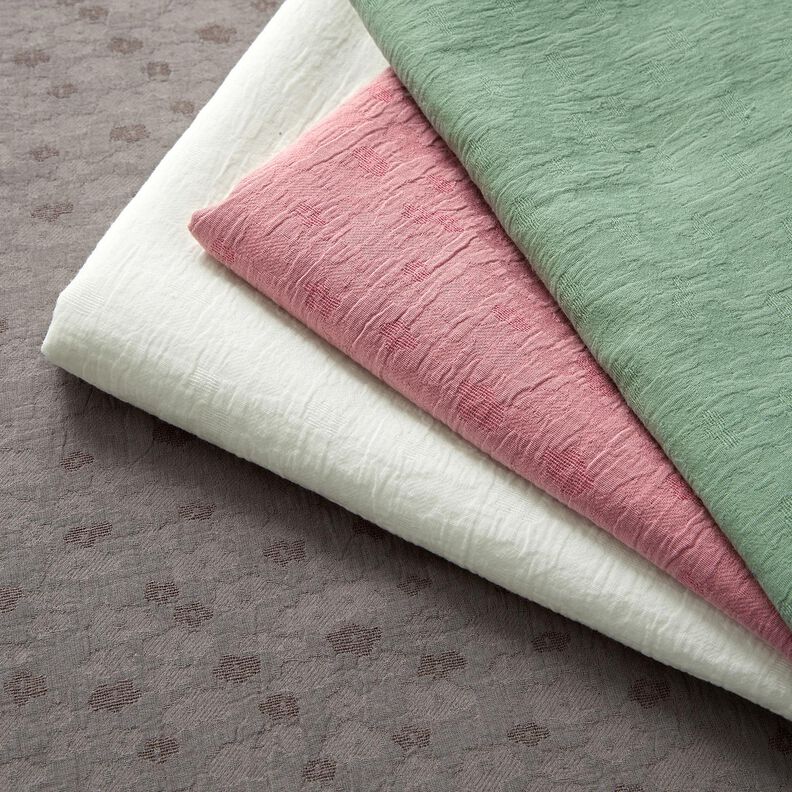 Musselina/ Tecido plissado duplo Jacquard Flores – branco sujo,  image number 6