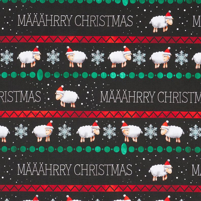 French Terry Sweat de verão Määährry Christmas | Glitzerpüppi – preto/cor de malagueta,  image number 1