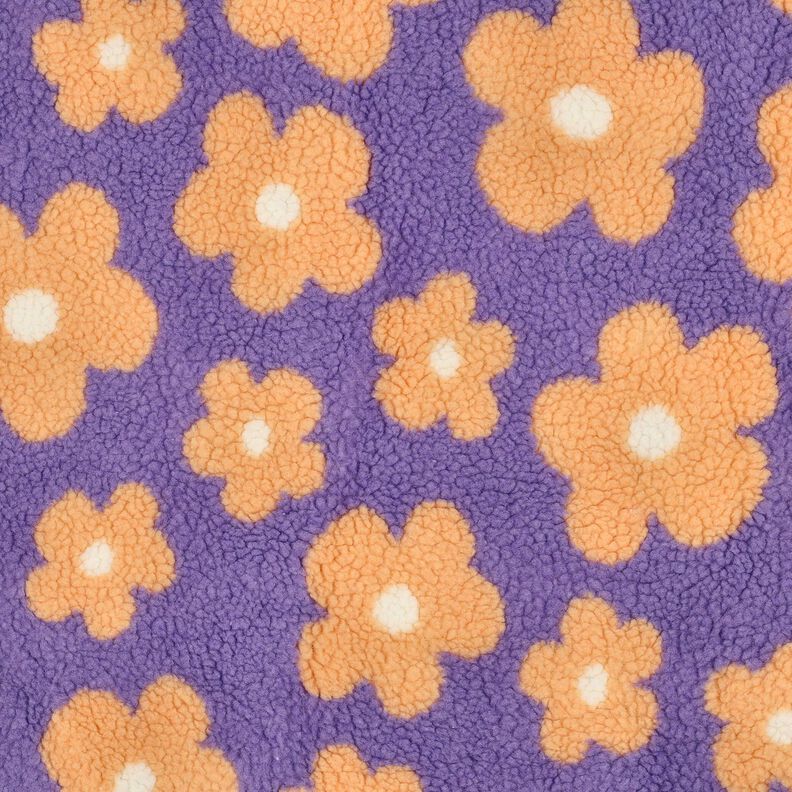 Tecido de pel&uacute;cia Teddy Flores | Poppy Fabrics &ndash; lavanda/damasco,  image number 1