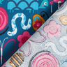 Tecido de algodão Cretone Borboletas e abelhas – azul-oceano/rosa intenso,  thumbnail number 4