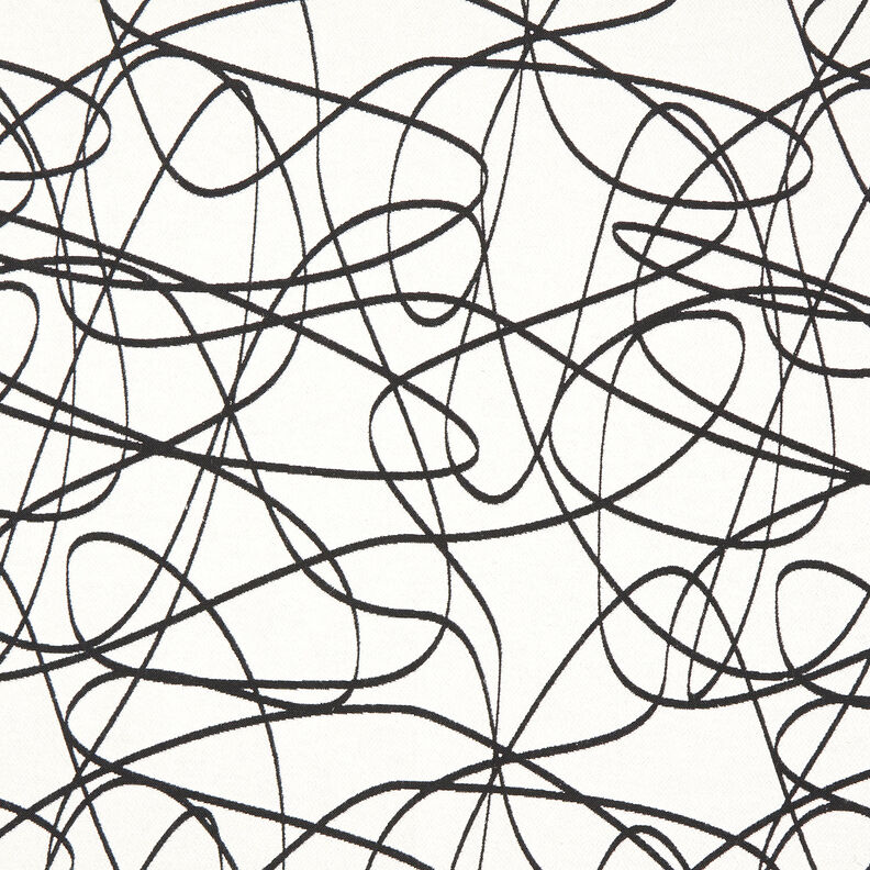 Tecido para decoração Jacquard Linhas abstratas – marfim/preto,  image number 1