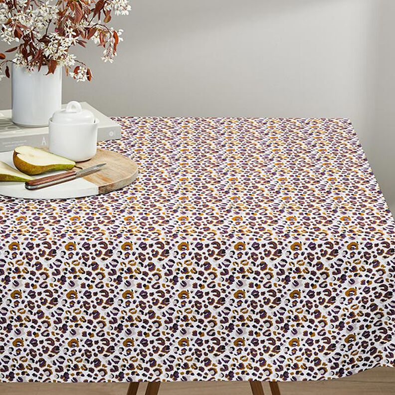 Tecido de algodão Cretone Leopardo – beringela/branco,  image number 7