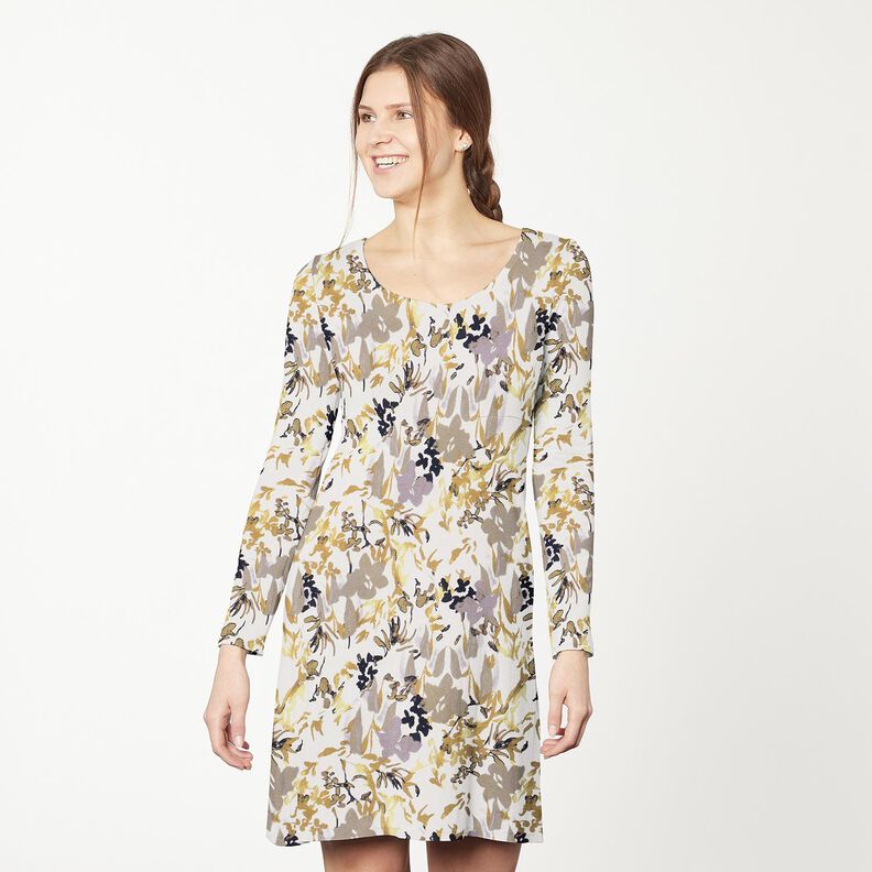 Jersey de viscose Paisagem de flores – branco,  image number 5