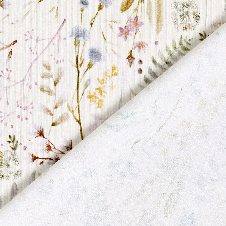 Jersey de viscose Flores e folhas delicadas – marfim,  image number 4