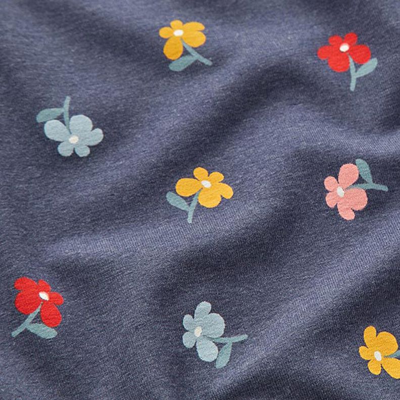 Jersey de algodão Florzinhas – azul-marinho,  image number 2