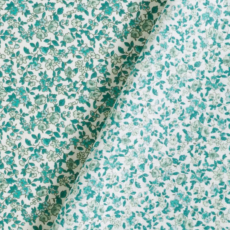 Tecido de algodão Cretone Inúmeras florzinhas – azul petróleo/branco,  image number 4