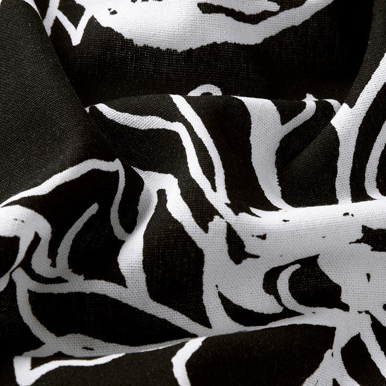 Mix de linho e viscose Girassóis abstratos – preto/branco,  image number 2