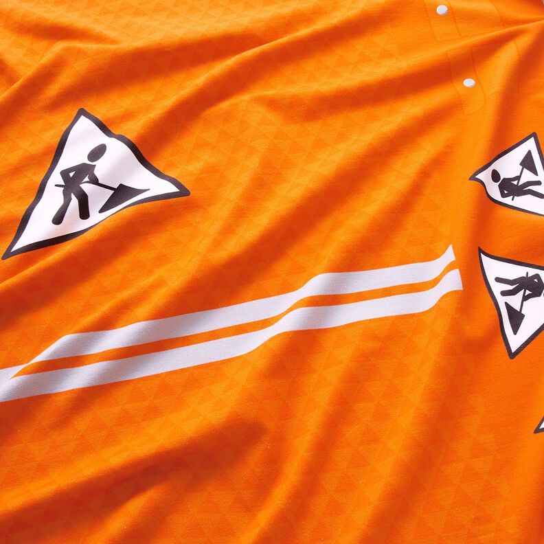 French Terry Barra Quero ser construtor | Stoff&Liebe – laranja-claro/cinzento-prateado,  image number 2