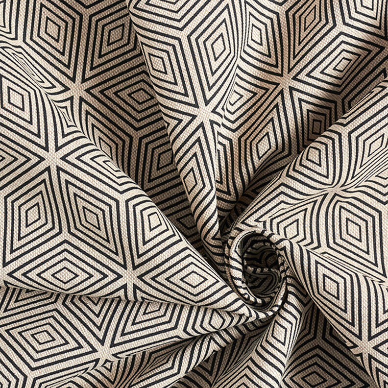 Tecido para decoração meio linho panamá Cubos 3D – preto/natural,  image number 3