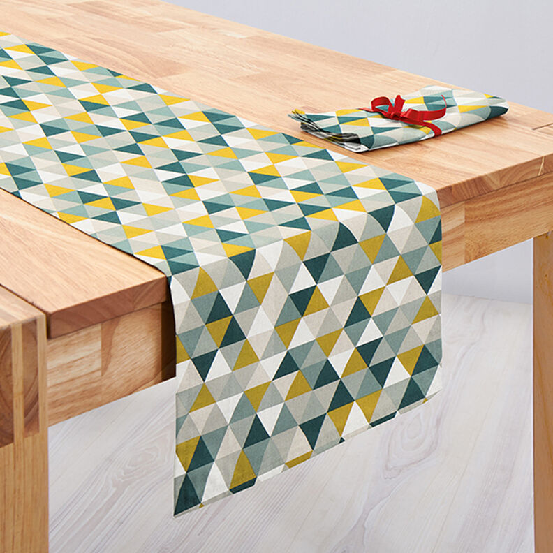 Tecido para decoração Meio linho Panamá Triângulos – verde,  image number 8