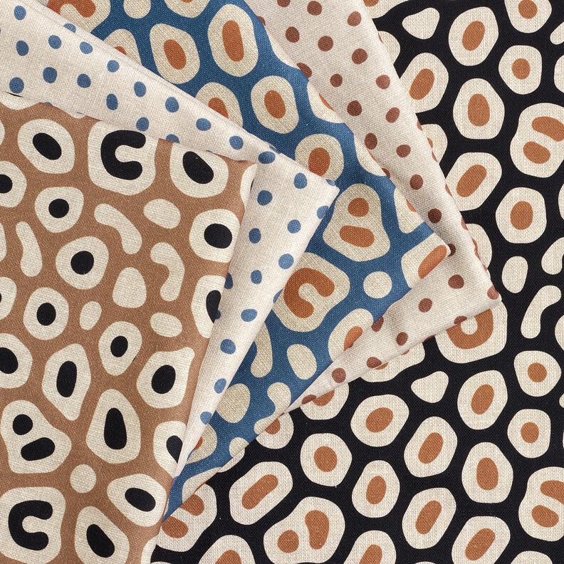 Tecido para decora&ccedil;&atilde;o Meio linho Panam&aacute; Padr&atilde;o Leo abstrato &ndash; castanho claro/caju,  image number 5