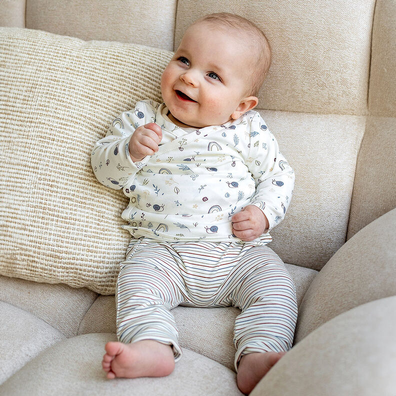 Jersey de algodão Caracóis, cogumelos e arco-íris – branco sujo,  image number 7