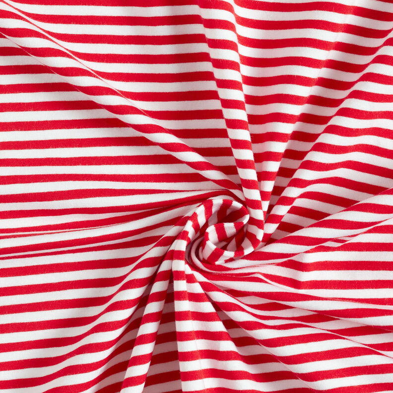 Jersey de algodão Riscas estreitas – vermelho/branco,  image number 1