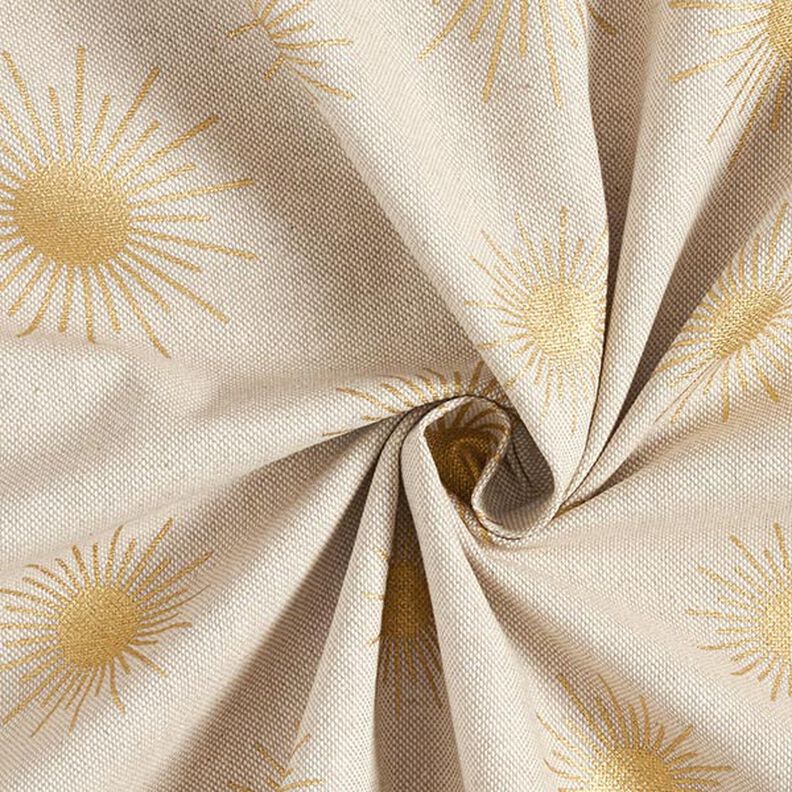 Tecido para decoração Meio linho Panamá Sóis dourados   – natural,  image number 3