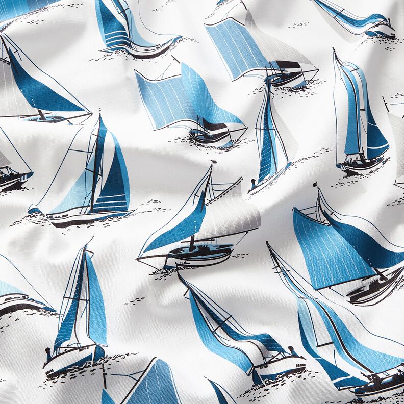 Tecido para decoração Panamá Veleiros – branco/azul-oceano,  image number 2