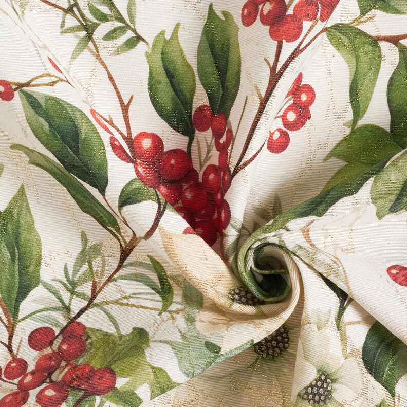 Tecido para decoração Jacquard Lurex Azevinho – natural/dourado,  image number 3