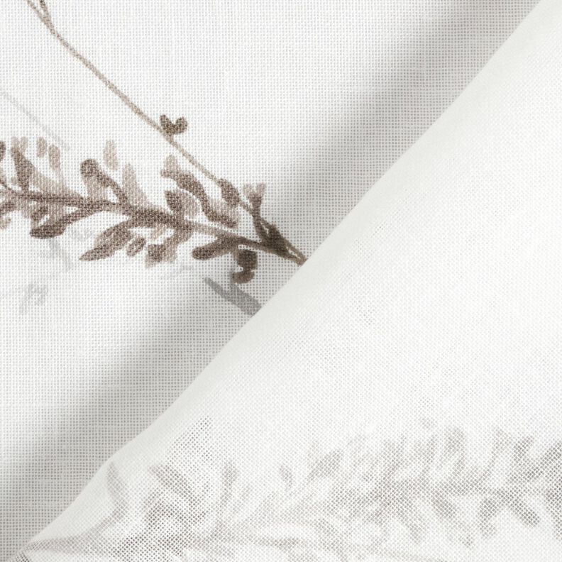 Tecido para cortinados Voile Ramos delicados – branco/cinzento-prateado,  image number 4