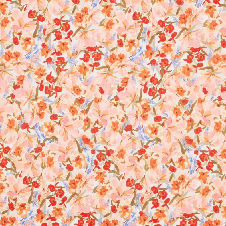 Algodão Voile Aguarela Mar de flores Impressão Digital – marfim/salmão,  image number 1