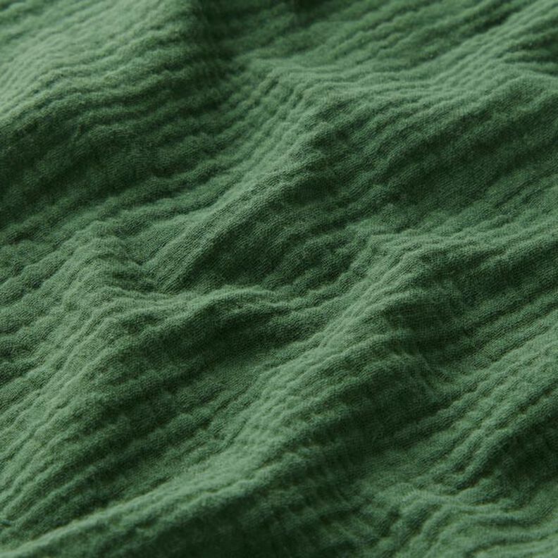 GOTS Musselina/ Tecido plissado duplo | Tula – verde escuro,  image number 3