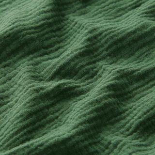 GOTS Musselina/ Tecido plissado duplo | Tula – verde escuro, 
