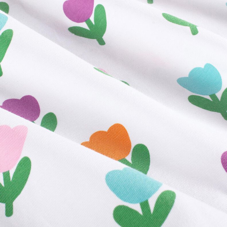 Jersey de algod&atilde;o T&uacute;lipas estilizadas &ndash; branco/vermelho violeta m&eacute;dio,  image number 2