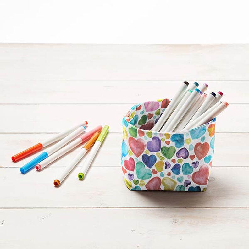 Cetim de algodão Corações coloridos,  image number 7