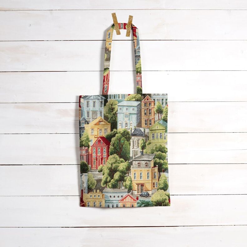 Tecido para decoração Gobelina Bairro colorido – natural/azul-celeste,  image number 7