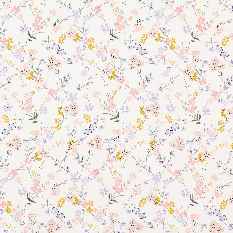 Popelina de algodão Flores delicadas – branco/lilás,  image number 1