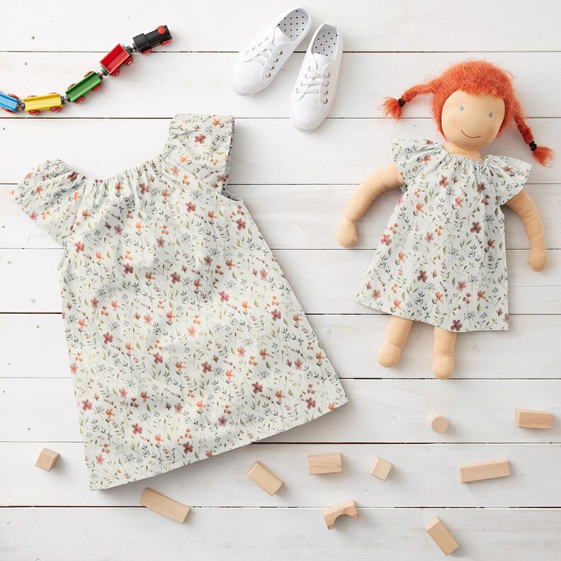 Jersey canelado Prado de flores delicadas Impress&atilde;o Digital &ndash; branco,  image number 6