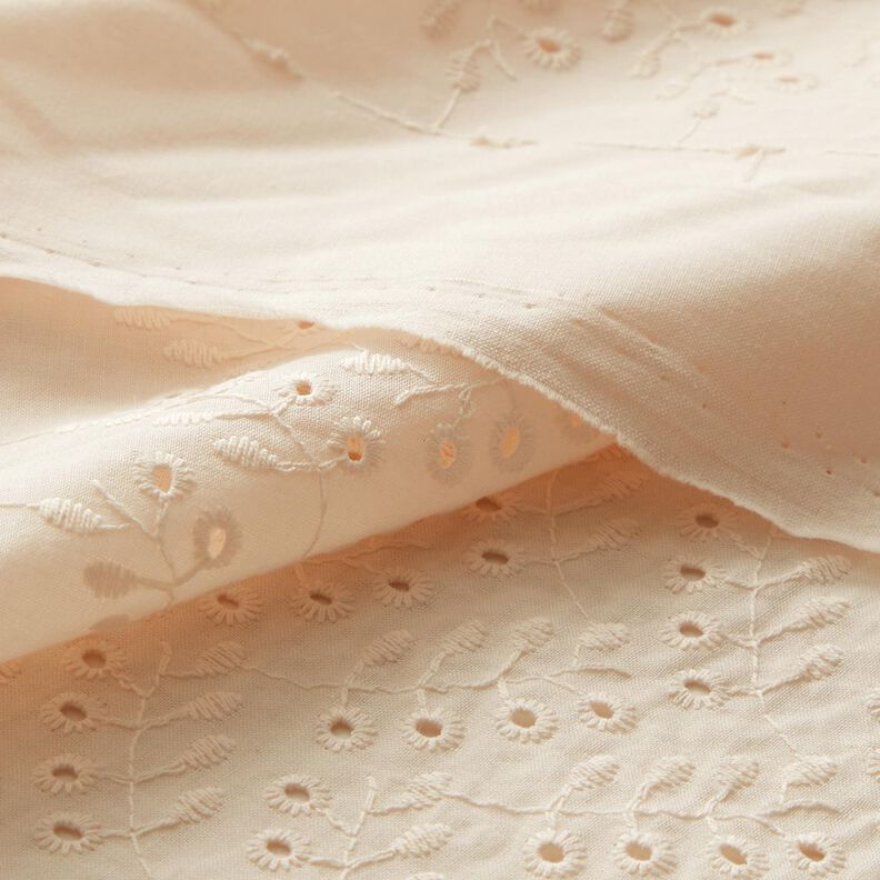 Cambraia Bordado inglês Gavinha folhas – creme,  image number 5