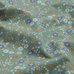 Jersey de algodão Prado de flores na floresta Impressão Digital – verde amarelado, 