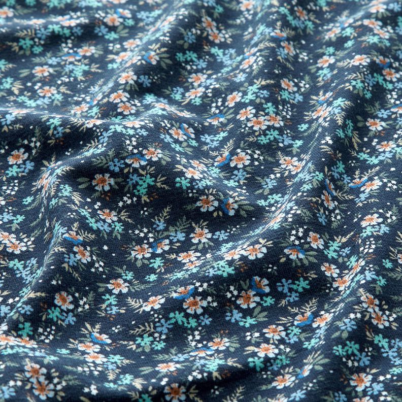 Jersey de algodão Mar de florzinhas – azul-noite/eucalipto,  image number 2