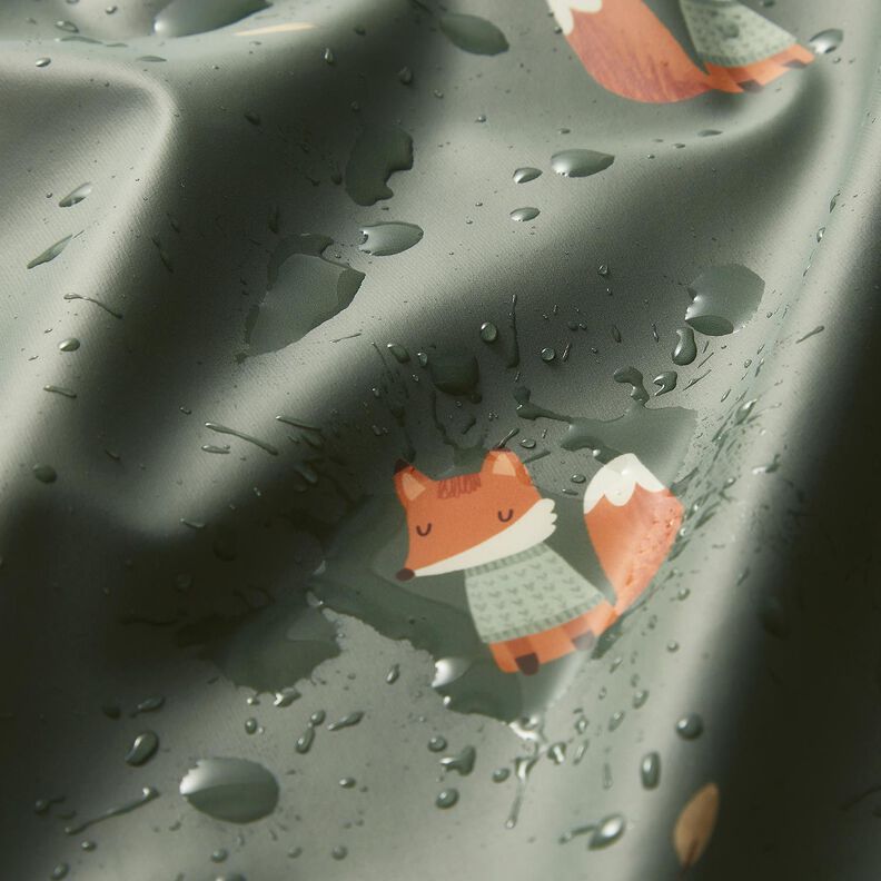 Tecido para impermeáveis Raposa Impressão Digital – verde amarelado,  image number 6